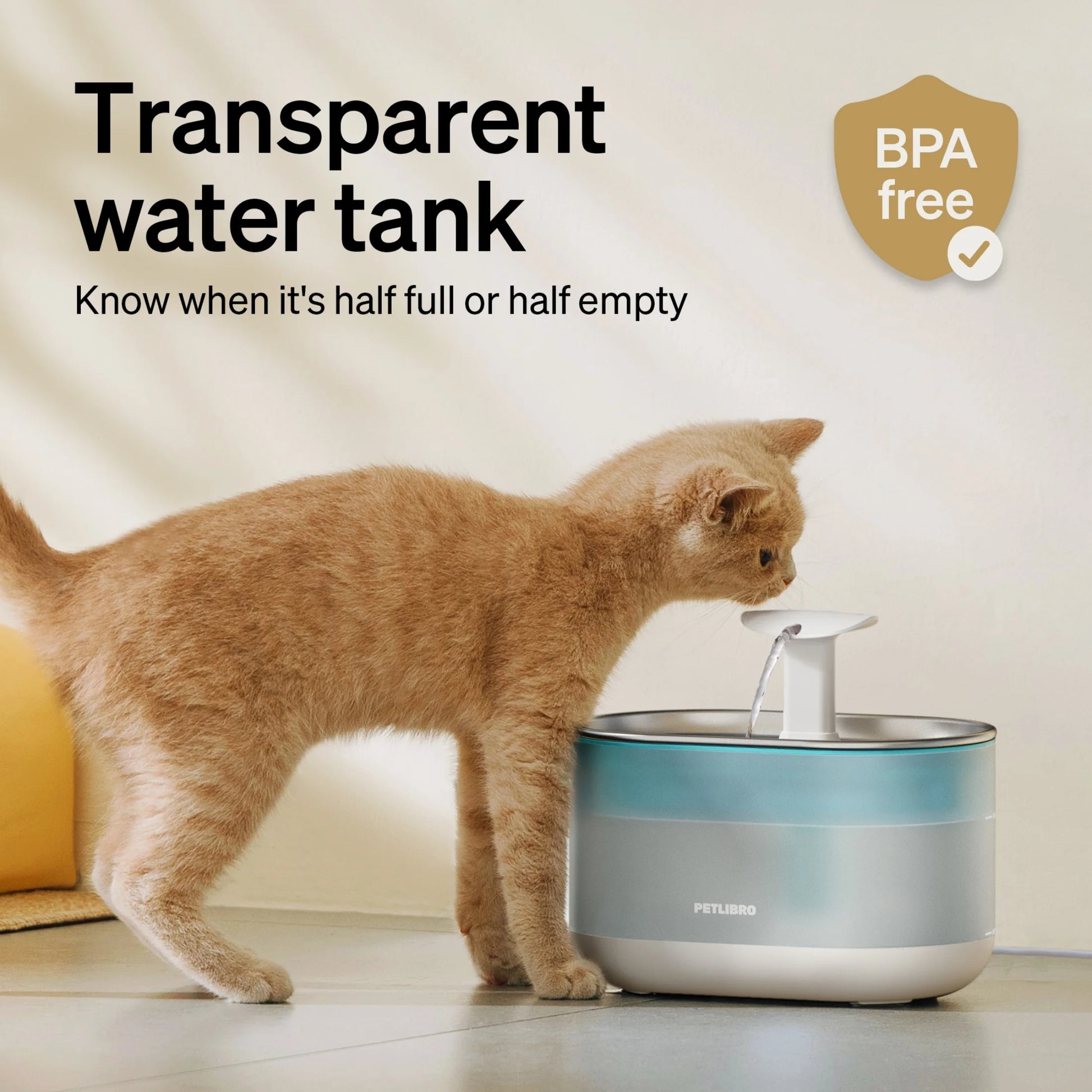 Capsule Cat 67Oz/2.1L Stainless Steel Tray Cat Water Fountain, Ultra Quiet, Automatic Cat Fountain with Two Flow Modes, Bpa-Free, Metal Capsule, Healthy Water Fountain for Indoor Cats