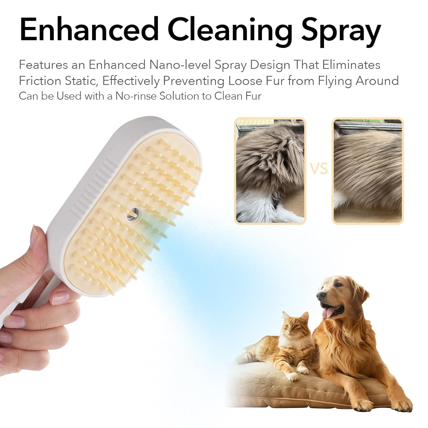 Miley&Daisy Upgraded Steam Cat & Dog Brush – 5-in-1 Grooming Essential