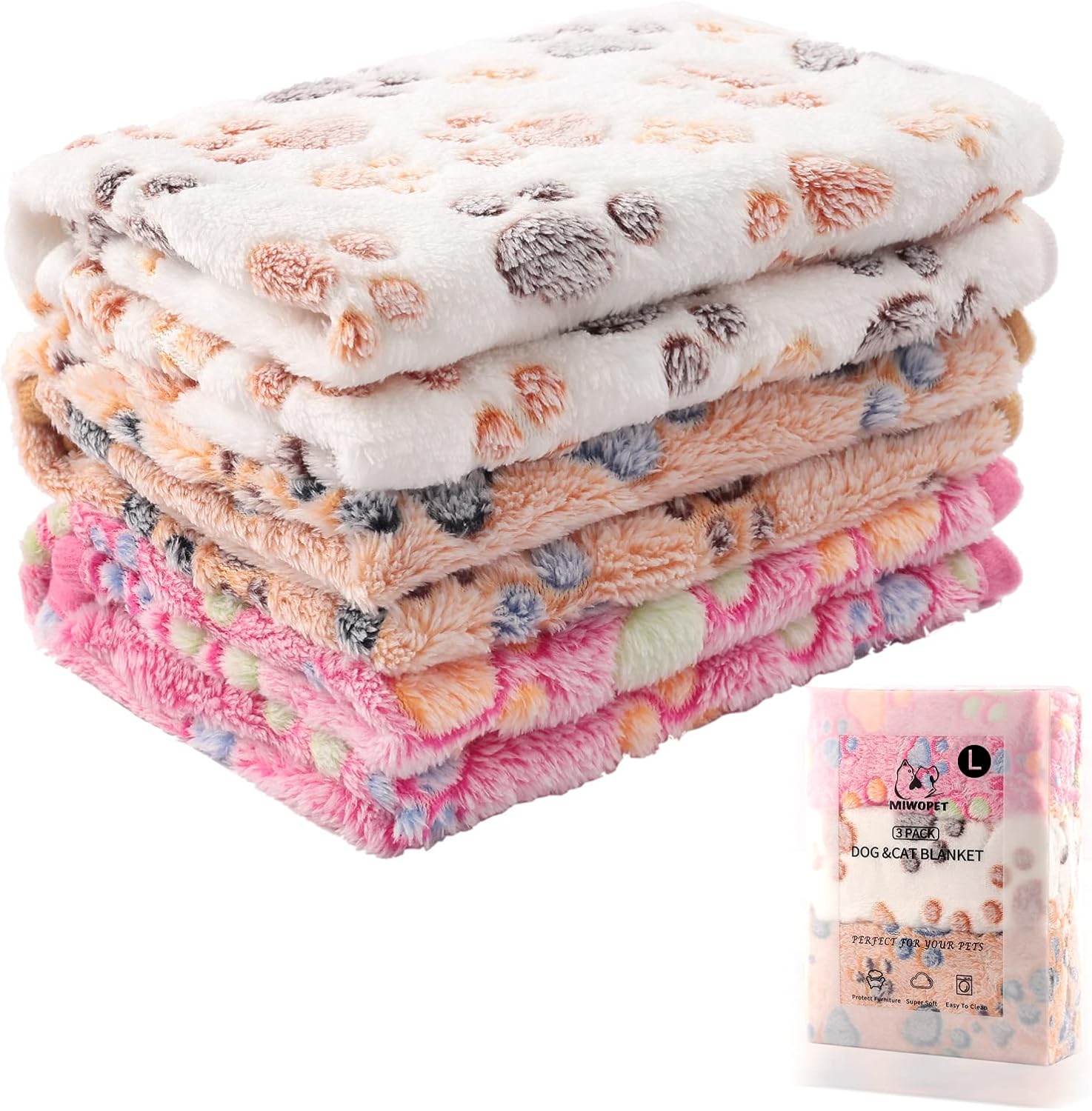 3 Pack Cat and Dog Blanket Soft & Warm Fleece Flanne Pet Blanket, Great Pet Throw Sleep Mat for Puppy Cats Small, Medium & Large Dogs Cute Star/Love/Bone (Medium 30" X 20")