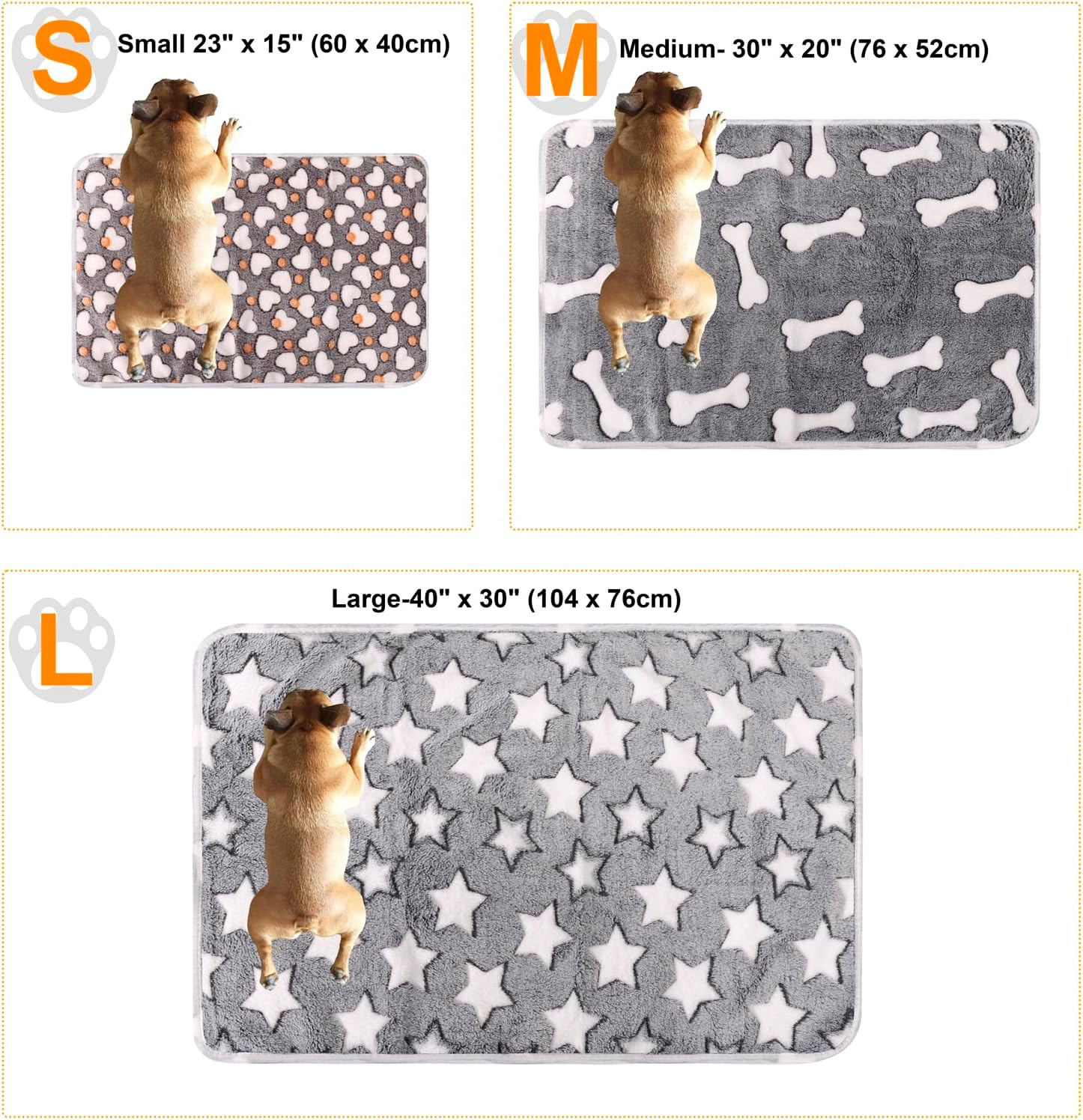 3 Pack Cat and Dog Blanket Soft & Warm Fleece Flanne Pet Blanket, Great Pet Throw Sleep Mat for Puppy Cats Small, Medium & Large Dogs Cute Star/Love/Bone (Medium 30" X 20")