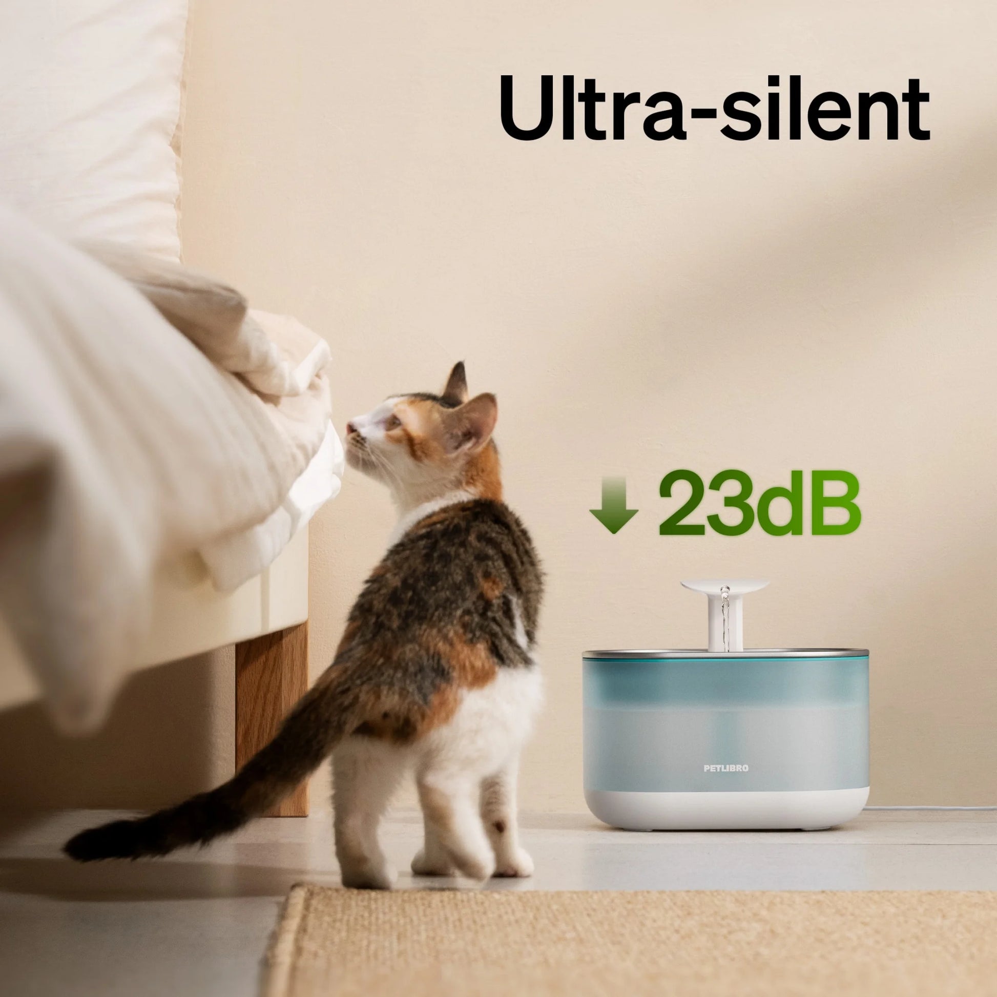 Capsule Cat 67Oz/2.1L Stainless Steel Tray Cat Water Fountain, Ultra Quiet, Automatic Cat Fountain with Two Flow Modes, Bpa-Free, Metal Capsule, Healthy Water Fountain for Indoor Cats