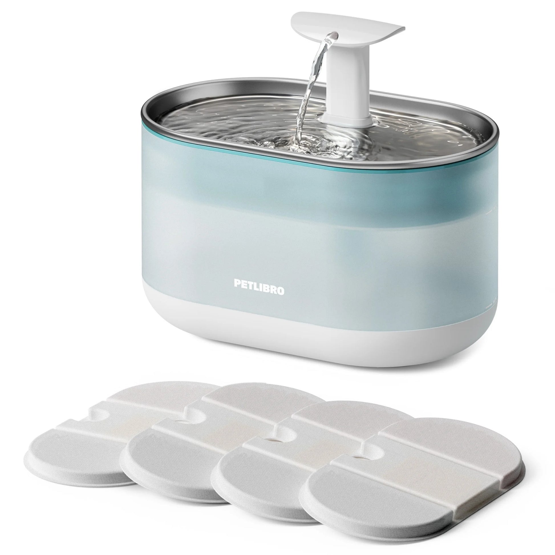 Capsule Cat 67Oz/2.1L Stainless Steel Tray Cat Water Fountain, Ultra Quiet, Automatic Cat Fountain with Two Flow Modes, Bpa-Free, Metal Capsule, Healthy Water Fountain for Indoor Cats
