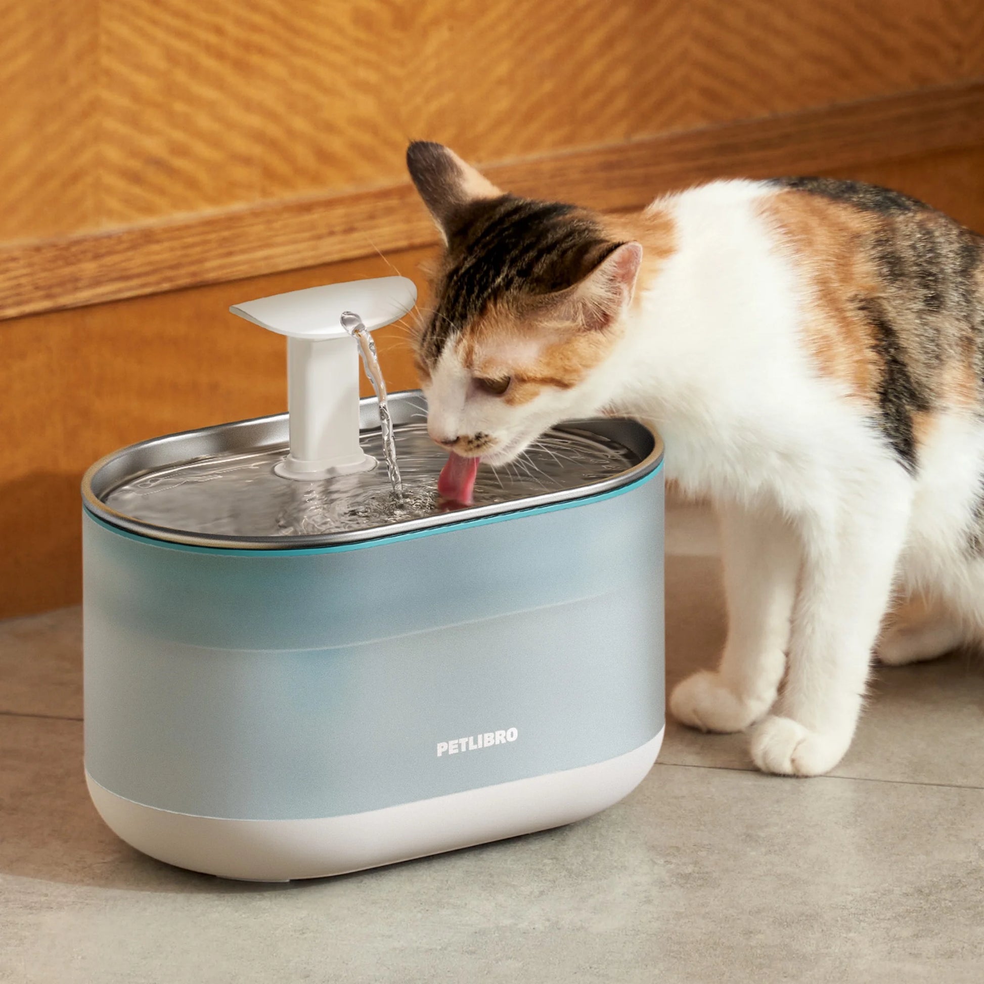 Capsule Cat 67Oz/2.1L Stainless Steel Tray Cat Water Fountain, Ultra Quiet, Automatic Cat Fountain with Two Flow Modes, Bpa-Free, Metal Capsule, Healthy Water Fountain for Indoor Cats
